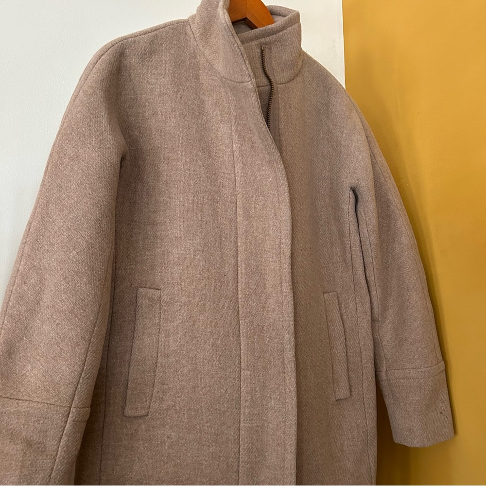 J. Crew Wool Stadium Cloth by Nello Gori Cocoon Coat Tan B2770 Minimalist Size 2 - Picture 4 of 8